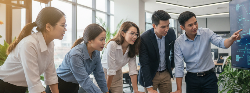 Alt text: Professionals collaborating on AWS DevOps services in Vietnam.