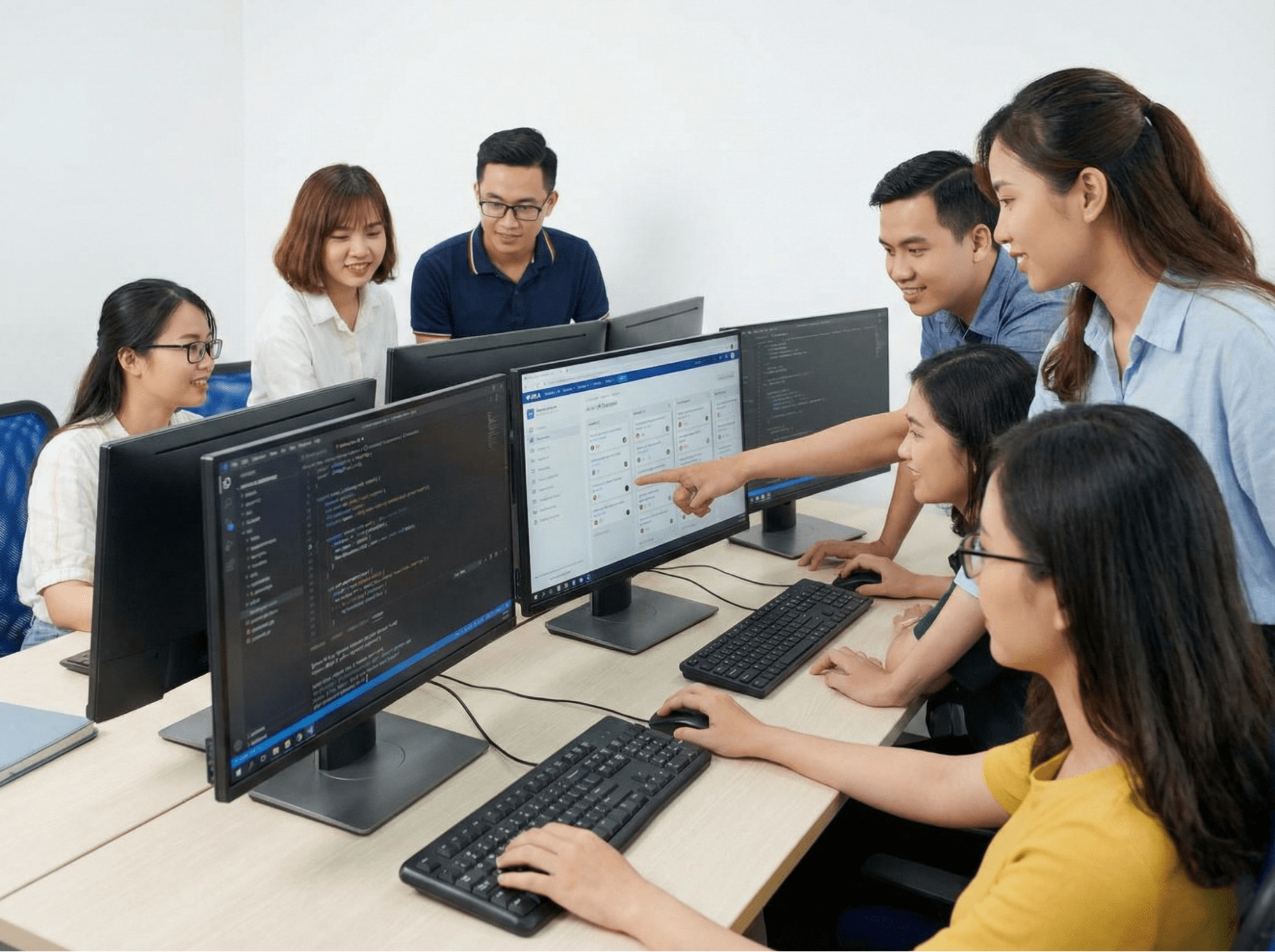 DevOps team collaborating on a project