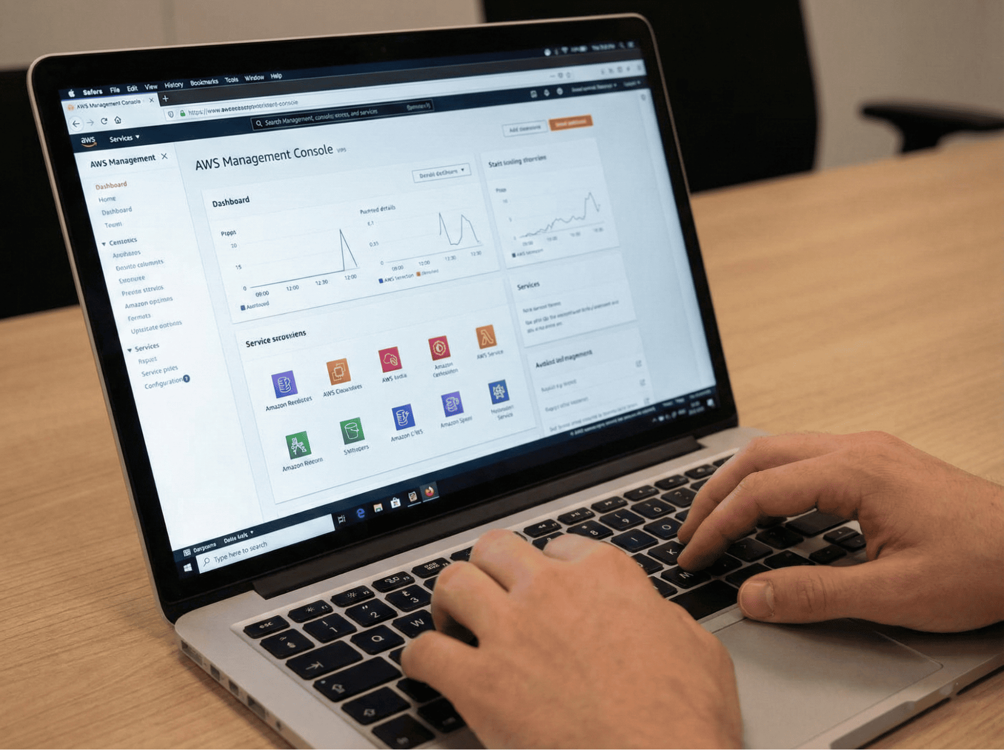  A person using a laptop to navigate a cloud management console interface.