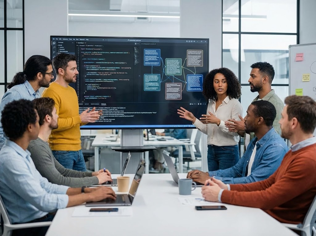 Tablet showing Amazon Bedrock API connecting different AI models.