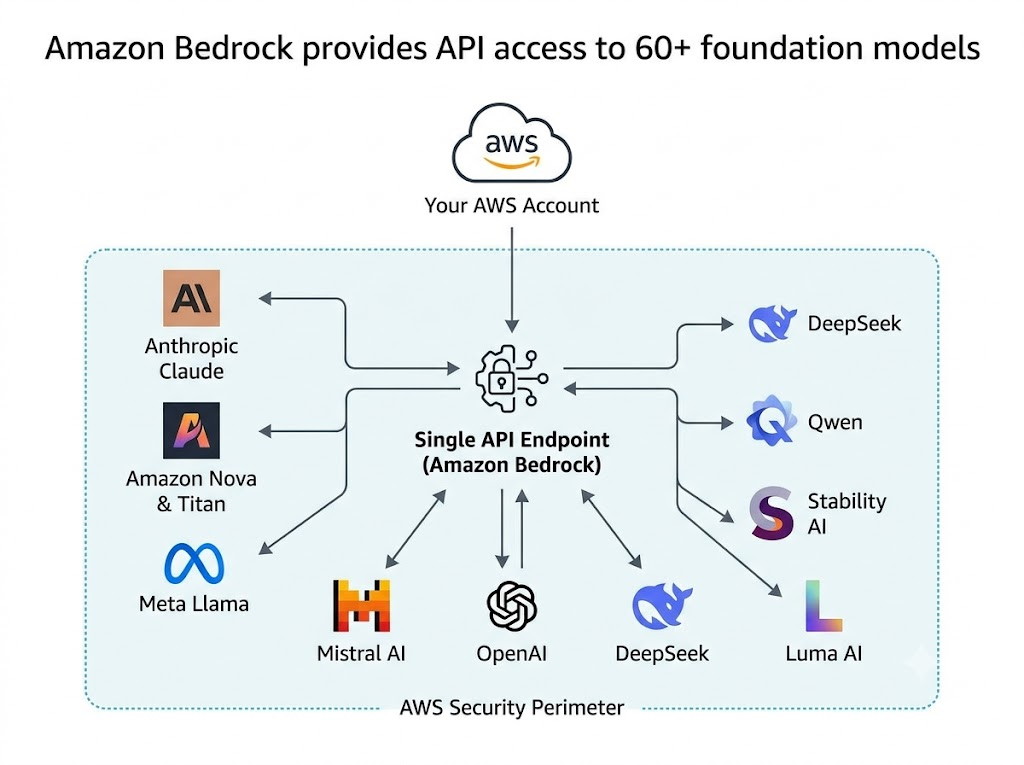 Single API access to many foundation models. 