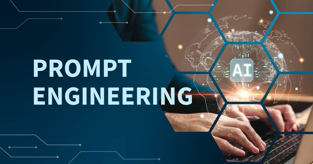 Người dùng gõ prompt trên laptop với biểu tượng AI